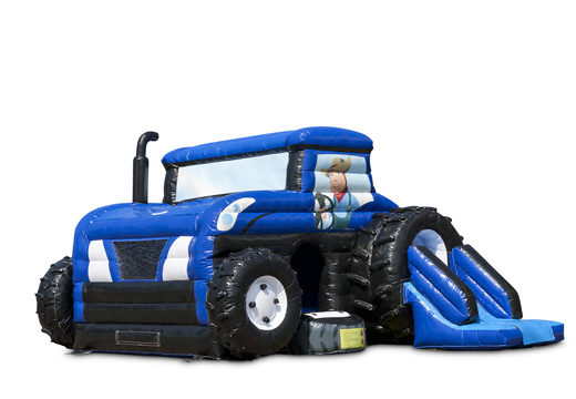 Comprar castillo hinchable cubierto azul maxi multifun con tobogán en tractor tema para niños. Ordene castillos hinchables en línea en JB Hinchables España