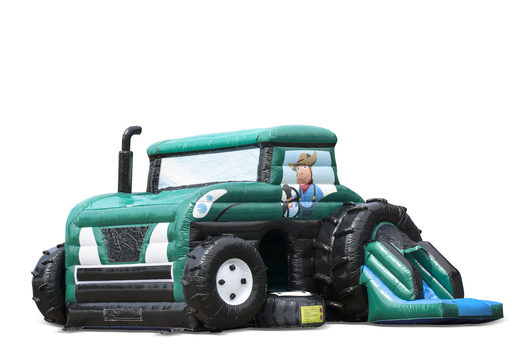 Comprar castillo inflable de interior verde maxi multifun con tobogán en el tema del tractor tractor para niños. Ordene castillos inflables en línea en JB Hinchables España
