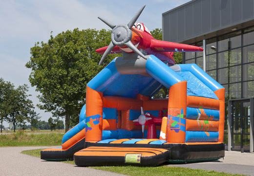 Compre un castillo hinchable multifuncional en el avión temático con una llamativa figura en 3D en el techo para niños. Ordene castillos hinchables en línea en JB Hinchables España