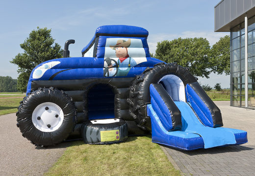 Ordene el castillo hinchable para niños Maxi multifun blue tractor en JB Hinchables España. Compre  castillos hinchables en línea en JB Hinchables España
