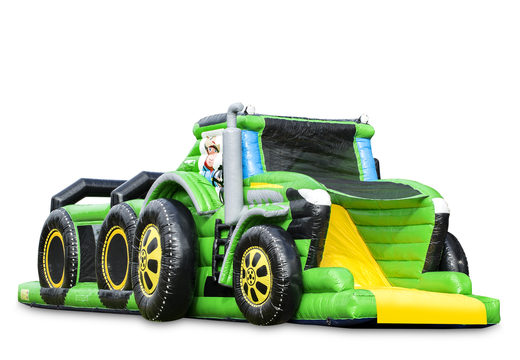 Ordene una pista americana inflable única de 17 metros de ancho con tema de tractor para niños. Compre pistas americanas inflables en línea ahora en JB Hinchables España