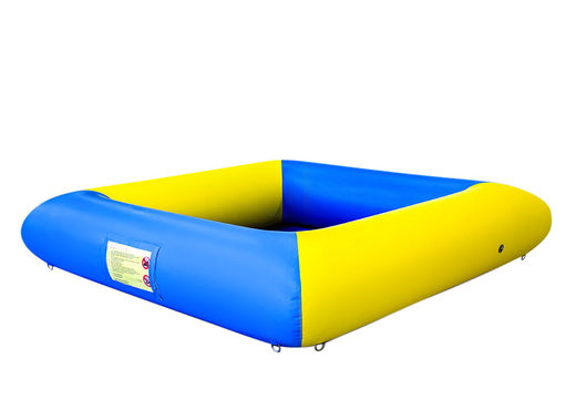 Inflatable open ball pit bounce house for sale in theme standard blue yellow for kids. Order bounce houses online at JB Inflatables America 