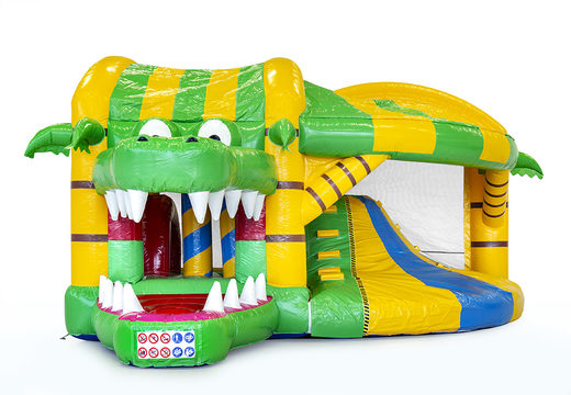 Comprar castillo hinchable de cocodrilo mediano con tobogán para niños. Ordene castillos hinchables en línea en JB Hinchables España