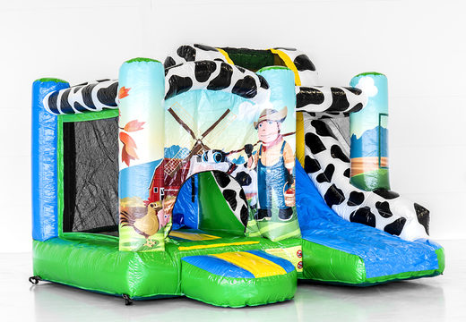 Ordene el castillo hinchable Jumpy Happy Farm con tobogán para niños. Compre castillos hinchables en línea en JB Hinchables España