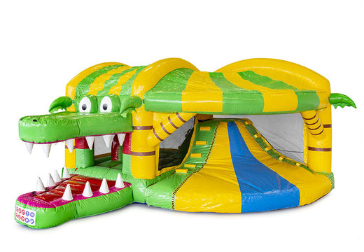 Compre un castillo inflable de interior multijugador con tobogán en un tema de cocodrilo para niños. Ordene castillos inflables en línea en JB Hinchables España