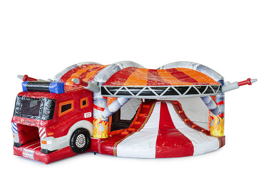 Compre un castillo inflable de juegos múltiples para interiores con el tema de los bomberos con tobogán para niños. Ordene castillos inflables en línea en JB Hinchables España
