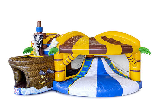 Comprar castillo inflable de interior multijugador XL con tobogán en tema pirata para niños. Ordene castillos inflables en línea en JB Hinchables España