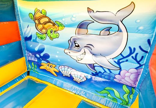 Mediano castillo inflable de interior multiplay a la venta en tema de mundo marino para niños. Ordena inflables en línea en JB Hinchables España