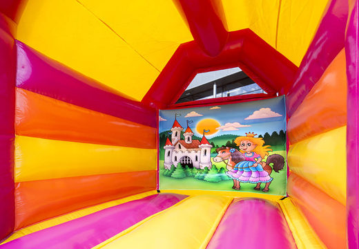 Ordena un mediano de castillo hinchable con techo en el tema de princesa para niños. Ordena castillos hinchables en línea en JB Hinchables España