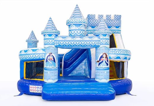 Compre un castillo hinchable azul multifuncional Funcity Princess con tobogán para niños. Ordene castillos hinchables en línea en JB Hinchables España
