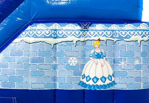 Castillo hinchable de princesa Funcity multifuncional en azul con un tobogán, el objeto 3D en la superficie de salto y un divertido diseño pirata para niños. Compre castillos hinchables en línea en JB Hinchables España