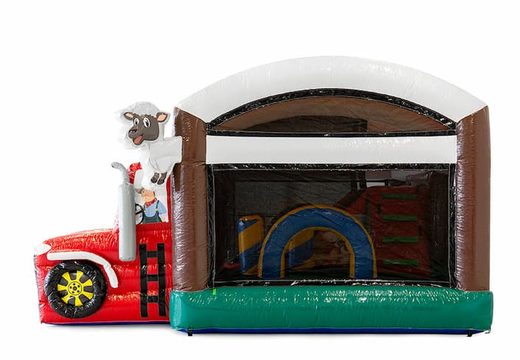Compre un castillo hinchable de interior de granja multiplay con un tobogán y objetos 3D para niños. Ordene castillos hinchables en línea en JB Hinchables España