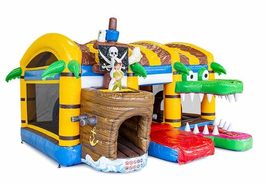 Castillo hinchable pirata multijuego con tobogán en el medio y objetos en 3D para niños. Ordene castillos hinchables en línea en JB Hinchables España