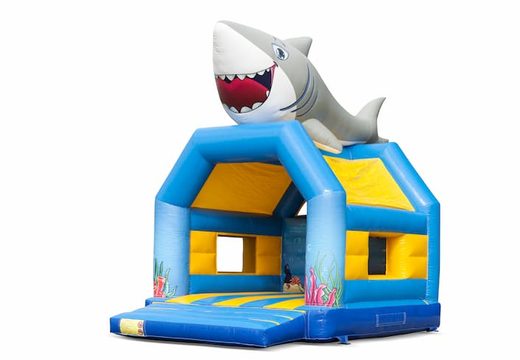 Compre castillos hinchables estándar únicos con un objeto de tiburón 3D en la parte superior para niños. Compre castillos hinchables en línea en JB Hinchables España
