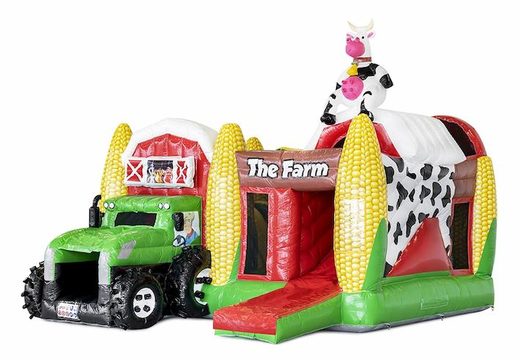Gorila inflable con temática de granja con tobogán con tobogán de tractor a la venta