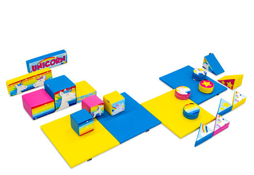 Juego de bloques de espuma grande en el tema de unicornio con bloques coloridos para jugar