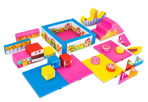 Set XXL de Softplay con temática de dulces y bloques coloridos para jugar
