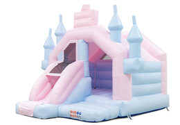 Comprar Castillo hinchable Slide Combo en colores pastel rosa azul para niños. Ordene inflables en línea en JB Hinchables España