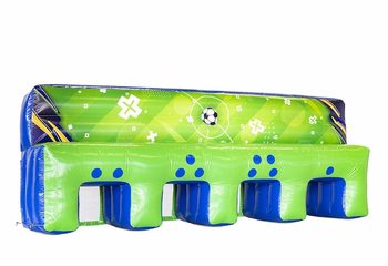 Opblaasbare voetbal sjoelwand in het groen met blauw kopen voor kinderen