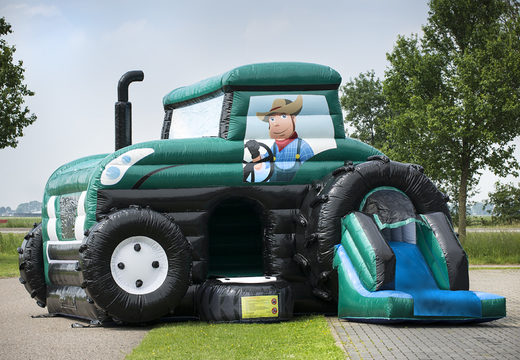 Ordene el castillo hinchable verde multifun maxi con tema de tractor para niños en JB Hinchables España. Compre castillos hinchables en línea en JB Hinchables España