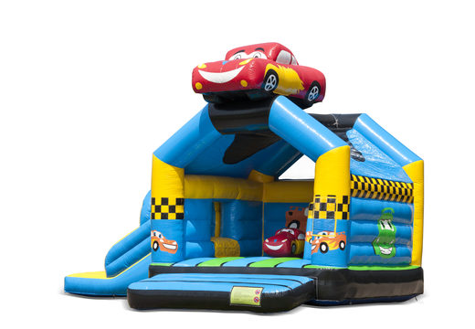 Comprar castillo hinchable de interior multiplay multifun con tobogán en el tema de los coches para niños. Ordene castillos hinchables en línea en JB Hinchables España
