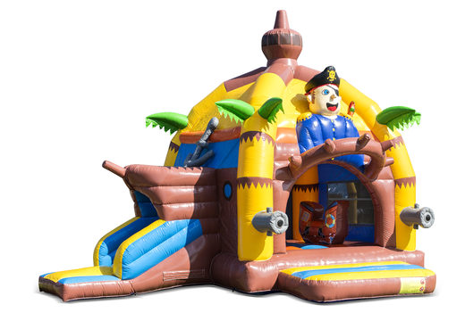 Comprar castillo inflable de interior multifun super hinchable con tobogán en tema pirata para niños. Ordene castillos inflables en línea en JB Hinchables España