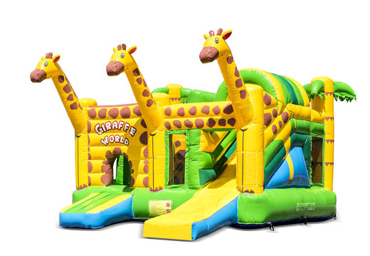 Compre un castillo hinchable multijugador abierto en el tema de la jirafa con tobogán para niños. Ordene castillos hinchables en línea en JB Hinchables España