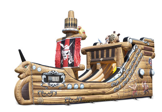 Tobogán inflable de barco pirata en una forma llamativa con objetos 3D geniales e impresiones a todo color para tus hijos. Ordene toboganes inflables ahora en línea en JB Hinchables España