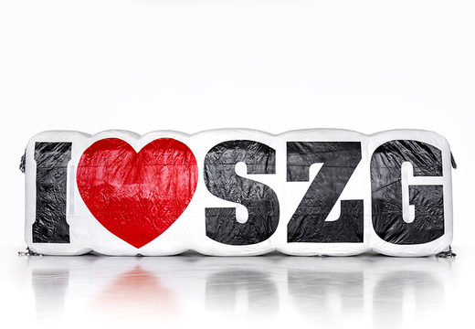 Compre la ampliación del producto con el logotipo de SZG inflable I love. Compre promocionales hinchables en línea en JB Hinchables España