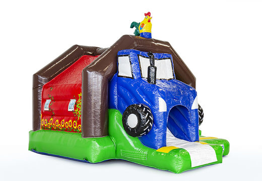 Castillo hinchable con una combinación de tobogán a la venta en tema granja para niños. Compra castillos hinchables en línea en JB Hinchables España