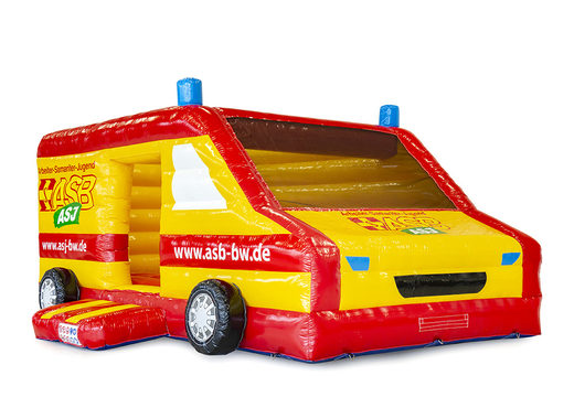 Order custom made inflatable ASB ambulance bouncy castles at JB Promotions UK; specialist in inflatable advertising items such as custom bouncy castles