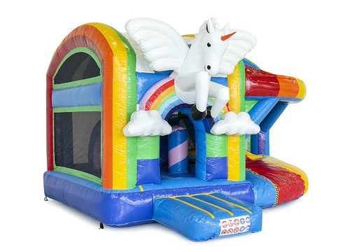 Ordene el castillo inflable de interior multijugador con tobogán en tema de unicornio para niños. Compre castillos inflables en línea en JB Hinchables España