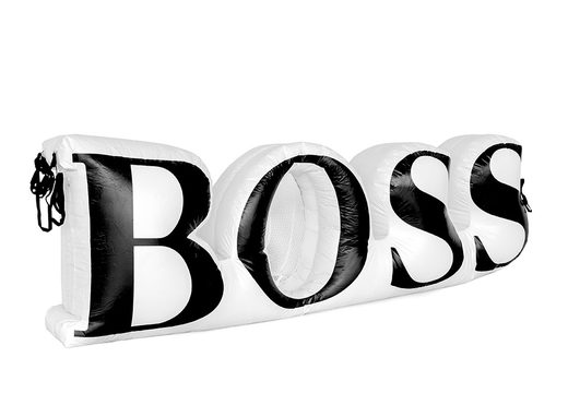 La lupa inflable con el logotipo de Hogo Boss también se puede utilizar como portería de fútbol. Ordene productos promocionales ahora en línea en JB Hinchables España