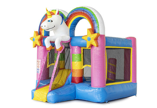 Pequeño castillo inflable con temática de unicornio con tobogán disponible para comprar para niños en JB Inflatables. Ordene castillos inflables en línea en JB Hinchables España