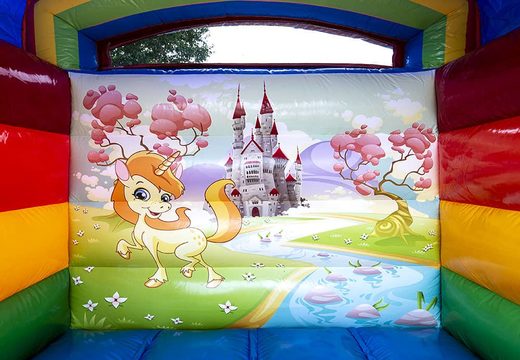 Compra un pequeño castillo inflable de interior en tema de unicornio para niños. Compra inflables en línea en JB Inflatables