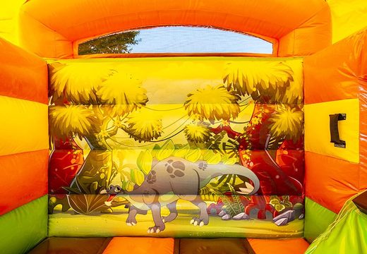 Ordena un pequeño multifun castillo inflable de interior  con tema de dinosaurio para niños. Compra inflables en línea en JB Hinchables España