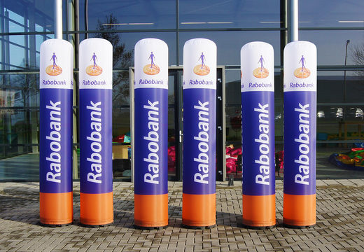 Compre grandes pilares inflables Rabobank. Ordene sus pilares publicitarios ahora en línea en JB Hinchables España