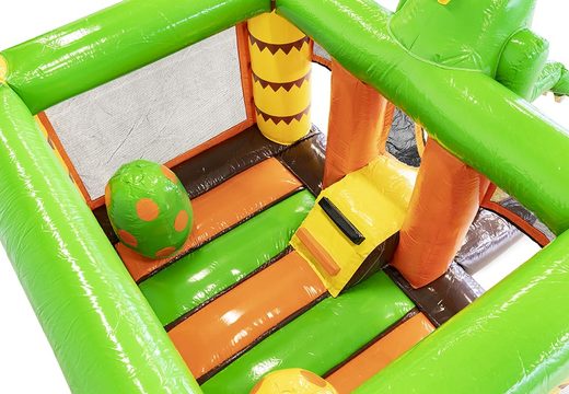 Ordene el pequeño castillo hinchable con tobogán en tema dinosaurio para niños. Castillos hinchables con tobogán a la venta en JB Hinchables España