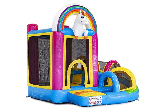Pequeño castillo hinchable multiplay con temática de unicornio para niños. Ordene castillos hinchables en línea en JB Hinchables España