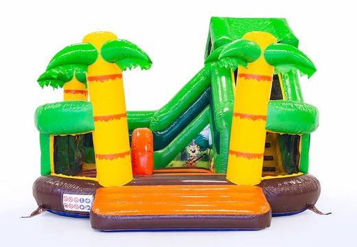 Castillo hinchable Funcity Jungle con un tobogán en el interior, el objeto 3D en la superficie de salto y un divertido diseño de jungla para niños. Compre castillos hinchables en línea en JB Hinchables España