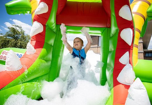 Groot opblaasbaar open bubble boarding park luchtkussen met schuim kopen in thema krokodil voor kinderen