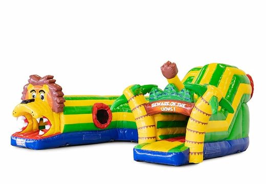 Compre un castillo inflable grande para jugar en el interior, divertido túnel de rastreo, con el tema del león para niños. Ordene castillos inflables en línea en JB Hinchables España