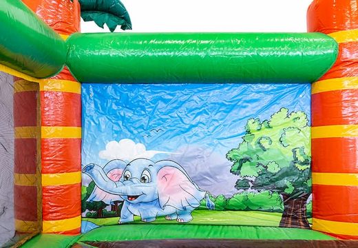 Compre un castillo hinchable de abierto grande con paredes en un tema de jungla para niños. Ordene castillos hinchables en línea en JB Hinchables España
