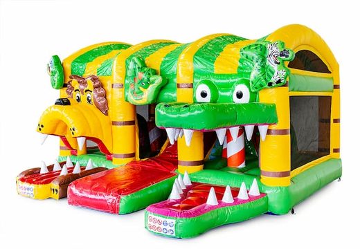 Compre un castillo inflable de interior con tobogán en el tema del mundo de la jungla para niños. Ordene castillos inflables en línea en JB Hinchables España