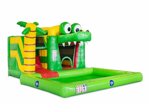 Compre un pequeño castillo hinchable con diseño de cocodrilo y una piscina para niños en JB Hinchables España. Ordene castillos hinchables inflables en línea en JB Hinchables España