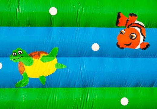 Ordene castillos hinchables de tortuga estándar únicos con un objeto 3D en la parte superior para niños. Compre castillos hinchables en línea en JB Hinchables España