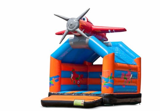 Compre un castillo hinchable de avión estándar en colores llamativos con un gran objeto 3D para niños en la parte superior. Compre castillo hinchable en línea en JB Hinchables España