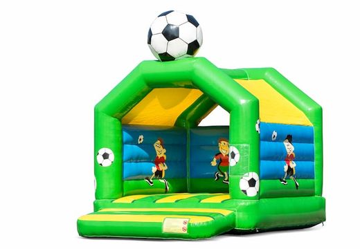 Compre castillos hinchables estándar en colores llamativos con un gran objeto de fútbol 3D para niños en la parte superior. Ordene castillos hinchables en línea en JB Hinchables España