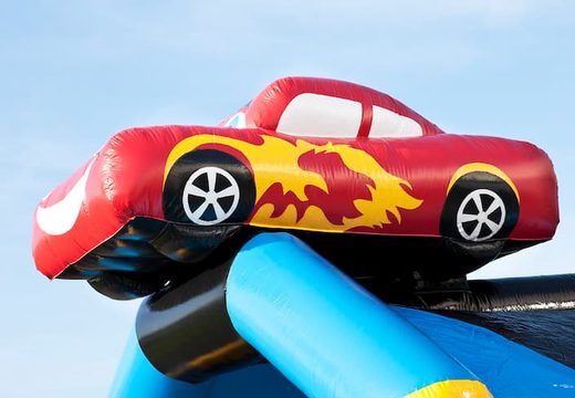Compra  un castillo hinchable alegre con un tema de carro para niños. Compra castillos hinchables en línea en JB Hinchables España