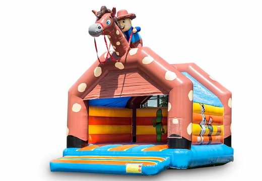Gran castillo hinchable con techo en tema vaquero para niños. Compra castillos hinchables en línea en JB Hinchables España